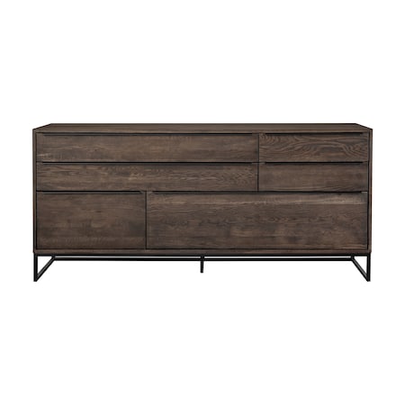 Armen Living Nevada Rustic Oak Wood Sideboard In Dark Brown LCNVBUSMK